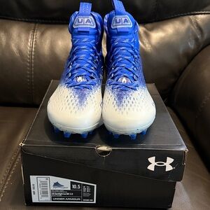 Under Armour Royal Blue and White Cleats